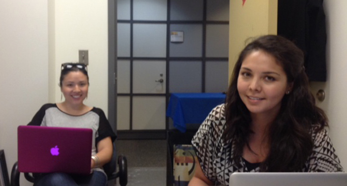 GCI summer additions, Xiomarra Pedraza and Sara Agate, meet with Teresa Córdova to discuss GCI initiatives.
