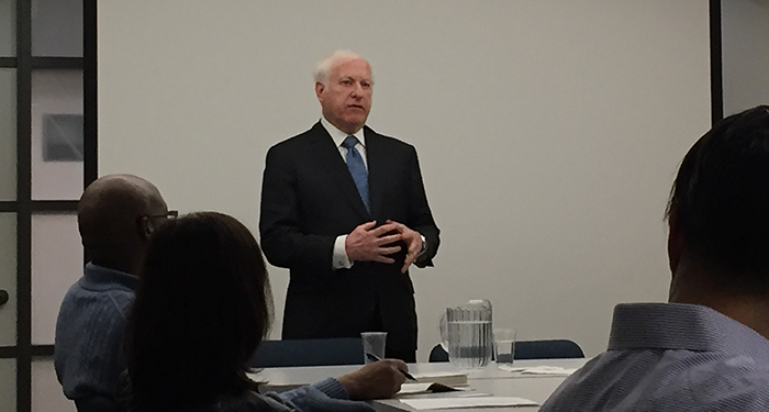 Marc J. Lane, economic development expert and author, speaks at the Great Cities Institute at University of Illinois-Chicago Feb. 8. (Chronicle Media)
