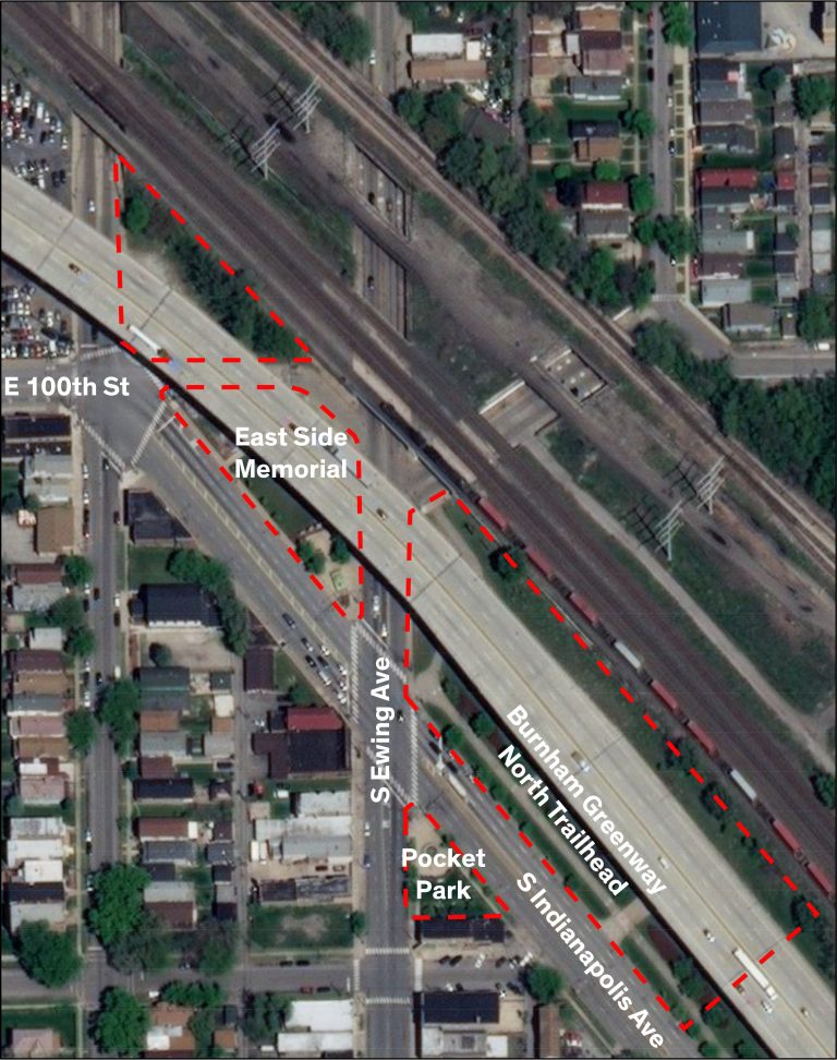 Aerial map with site area outlined in red