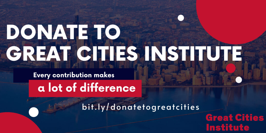 Banner for Making a Gift to Great Cities Institute with a visible link available to make the donations