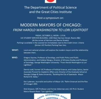 Event Flyer for Modern Mayors of Chicago: From Harold Washington to Lori Lightfoot Symposium 