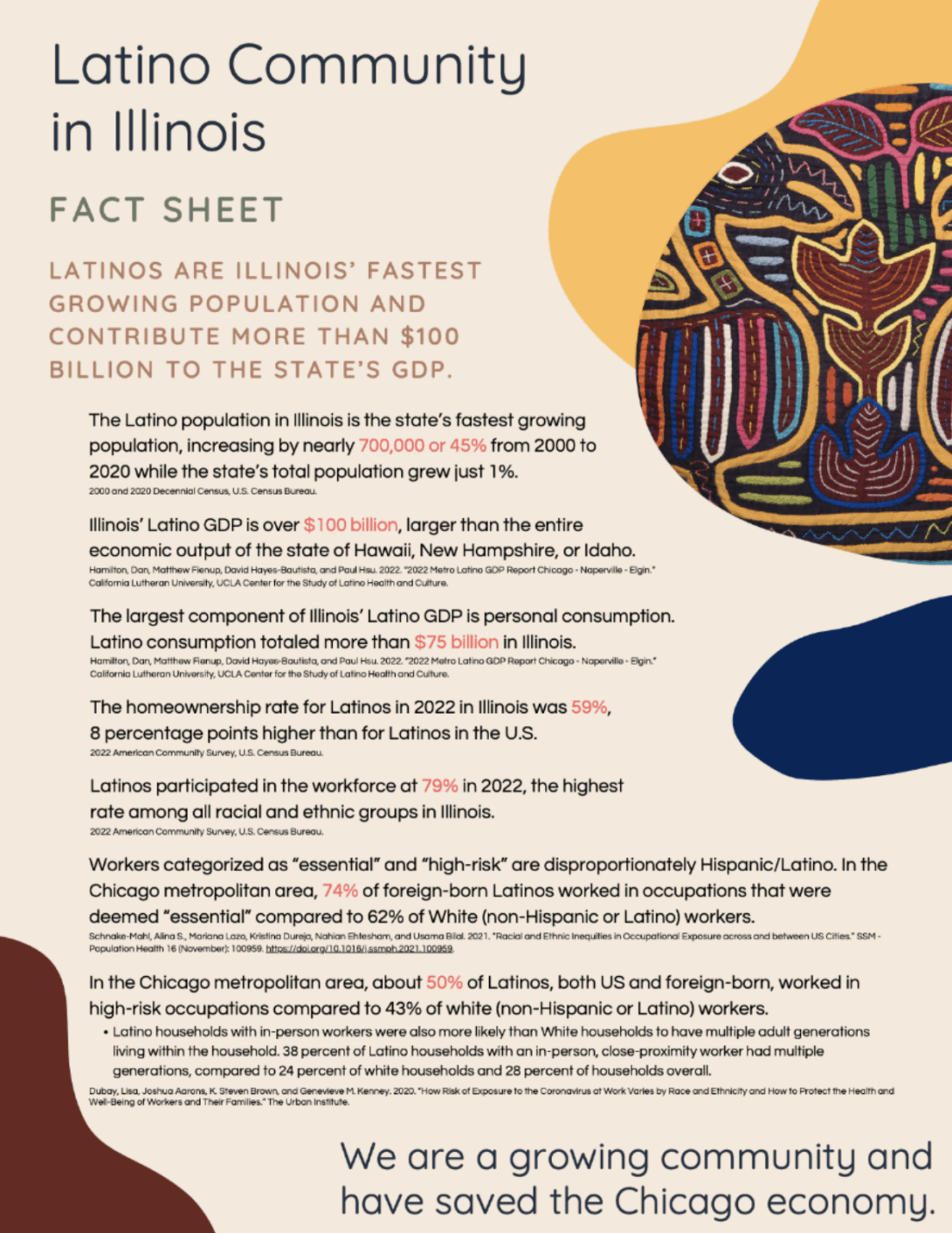 Front page of Latino Community in Illinois Fact Sheet