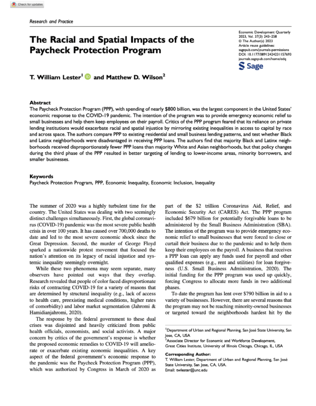 Title Page with Abstract for the Publication Paper 