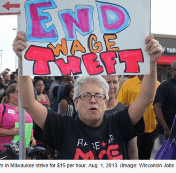 Workers in Milwaukee strike for $15 per hour, Aug. 1, 2013. (Image: Wisconsin Jobs Now.) 