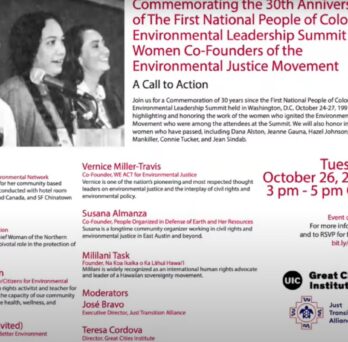 Flyer of the Commemorating the 30th Anniversary of the First National People of Color Environmental Leadership Summit with Women Co-Founders of the Environmental Justice Movement 