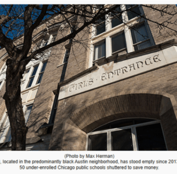 (Photo by Max Herman) Key Elementary School, located in the predominantly black Austin neighborhood, has stood empty since 2013 when it became one of 50 under-enrolled Chicago public schools shuttered to save money. 