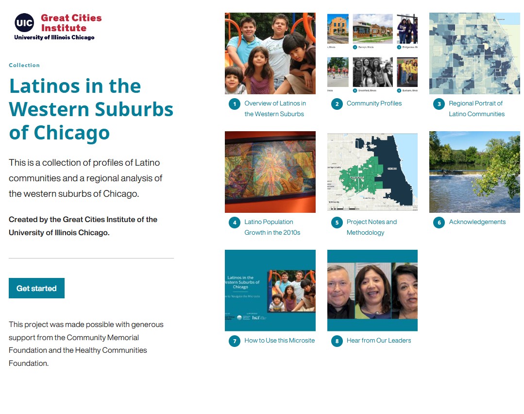 Website Front Image of Latinos in Western Suburbs of Chicago Data Map