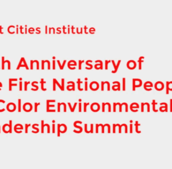 Title slide reading “30th Anniversary of the First National People of Color Environmental Leadership Summit” with Great Cities Institute branding. 