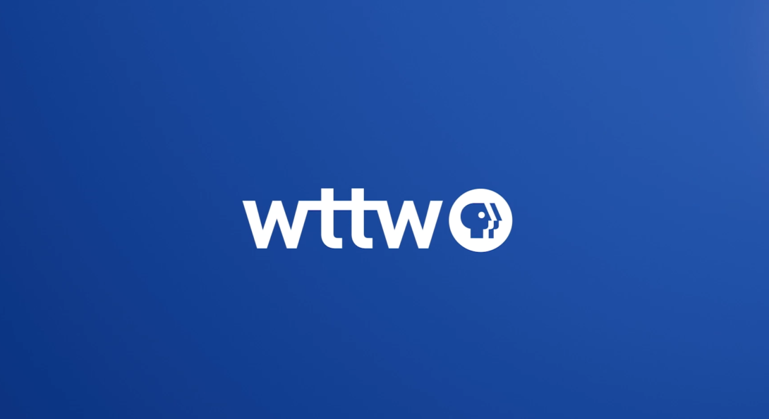 White WTTW logo centered on a blue gradient background.